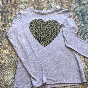 2 for $7 Girls size 12 lavender long sleeve tee with leopard print heart